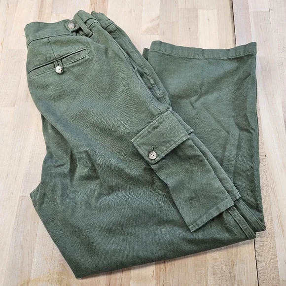 J.Crew Oarsman Military Camp Pant Cargo Pocket Twill Sz 28 Buckle Sides Olive - Picture 11 of 11